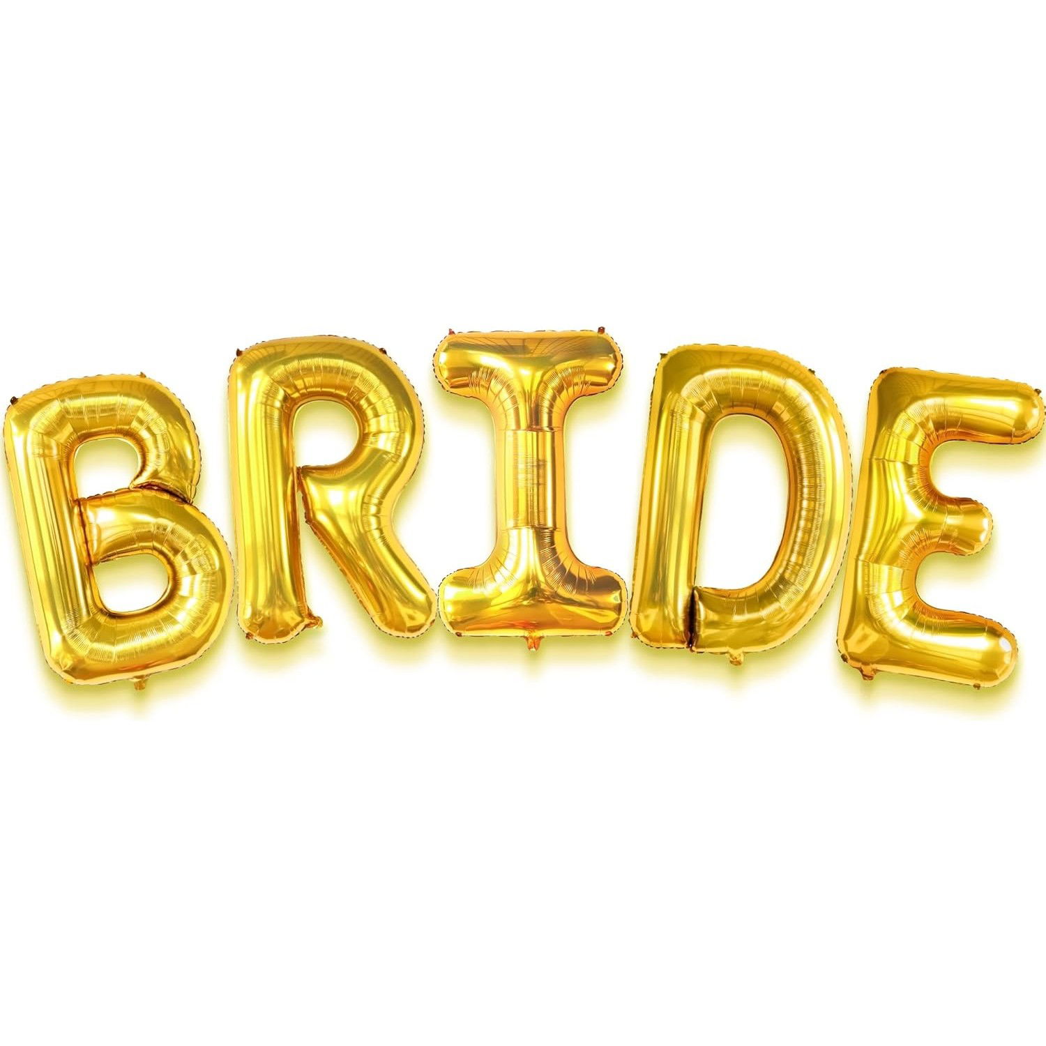 Set Baloane din Folie Metalizata, Flippy, Model Scris Bride, Litere de 100 cm, Tema Iubire, Baloane Party, Ambalaj Individual, Pai Inclus, Umflare cu Aer sau Heliu, Auriu [5]