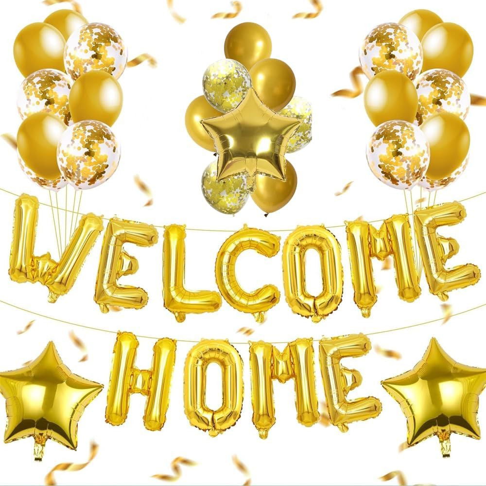 Set Baloane din Folie Metalizata, Flippy, Model WELCOME!, Litere de 40 cm, Baloane Party, Ambalaj Individual, Pai Inclus, Umflare cu Aer sau Heliu, Auriu [3]