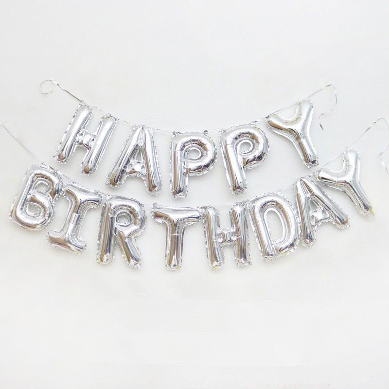 Seturi Baloane Folie - Set baloane folie Flippy, Happy Birthday, 40 cm, argintiu