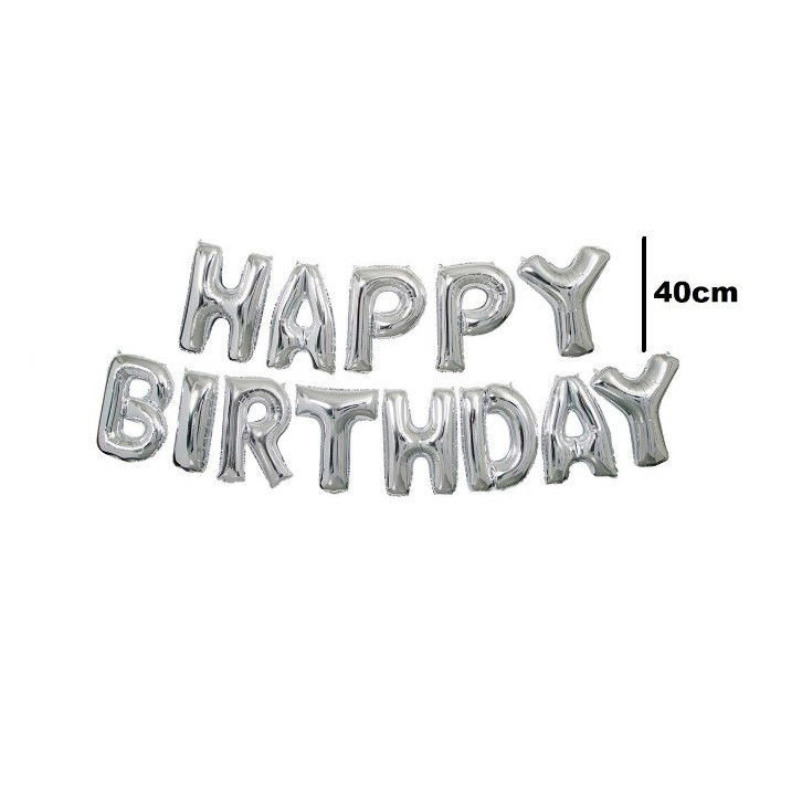 Set baloane folie Flippy, Happy Birthday, 40 cm, argintiu [3]