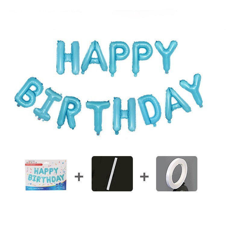 Set baloane folie Flippy, Happy Birthday, 40 cm, baby blue [4]