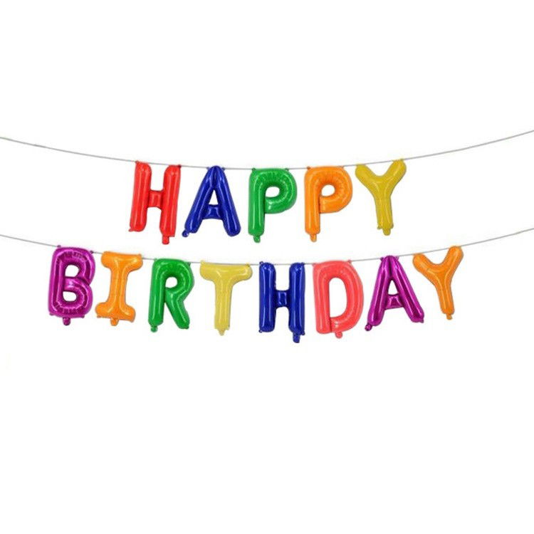 Seturi Baloane Folie - Set 13 Baloane Folie, Flippy, Tip Ghirlanda, Model Happy Birthday, 40 cm, Multicolor