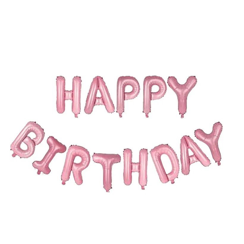 Seturi Baloane Folie - Set 13 Baloane Folie, Flippy, Tip Ghirlanda, Model Happy Birthday, 40 cm, Roz Deschis