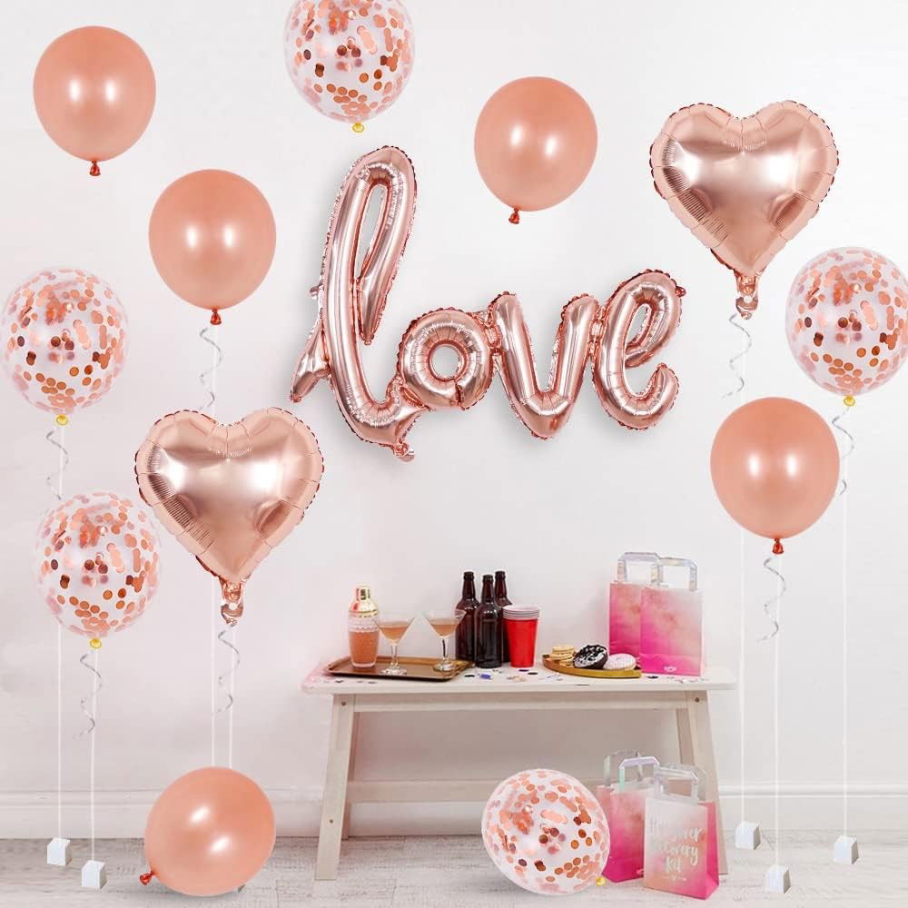 Balon din Folie Metalizata, Flippy, Model Love scris de mana, 102x65 cm, Tematica Ziua Îndrăgostiților, Ambalaj Individual, Pai Inclus, Umflare cu Aer sau Heliu, Rose Gold [5]