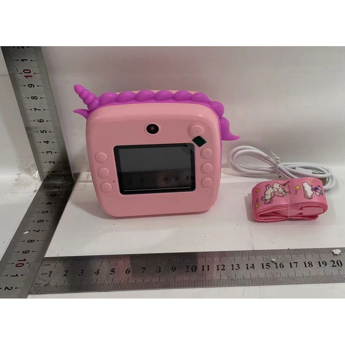 Set Camera Instantanee pentru Copii, Flippy, Ecran HD 2.4'', 24MP, 1200 mAh, cu Functie de Printare Alb-Negru, cablu USB-C, Bluetooth, Compatibil iOS/Android, Model Unicorn, Roz [3]