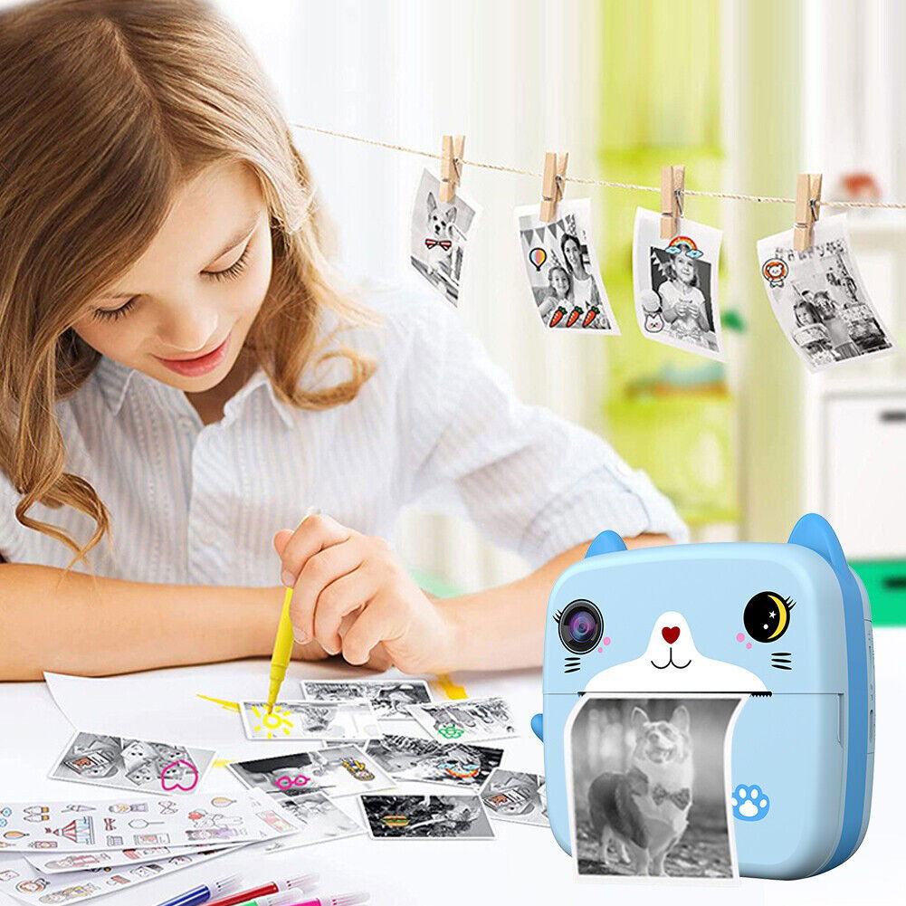Set Camera Instantanee pentru Copii, Flippy, Ecran HD 2.4'', 24MP, 720P Video, 1200 mAh, cu Functie de Printare Alb-Negru, cablu USB-C, Bluetooth, Compatibil iOS/Android, Imprimare APP, Mode [14]