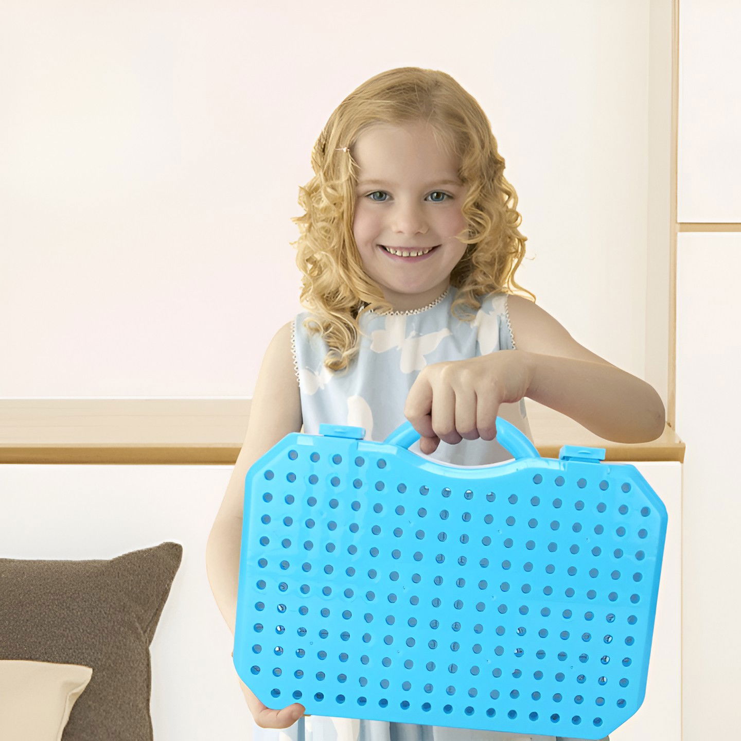 Set Constructie Bormasina Magica cu Servieta, Flippy, 310 Piese, Albastru, Piese Multicolore, Plastic, 31x46 cm [9]