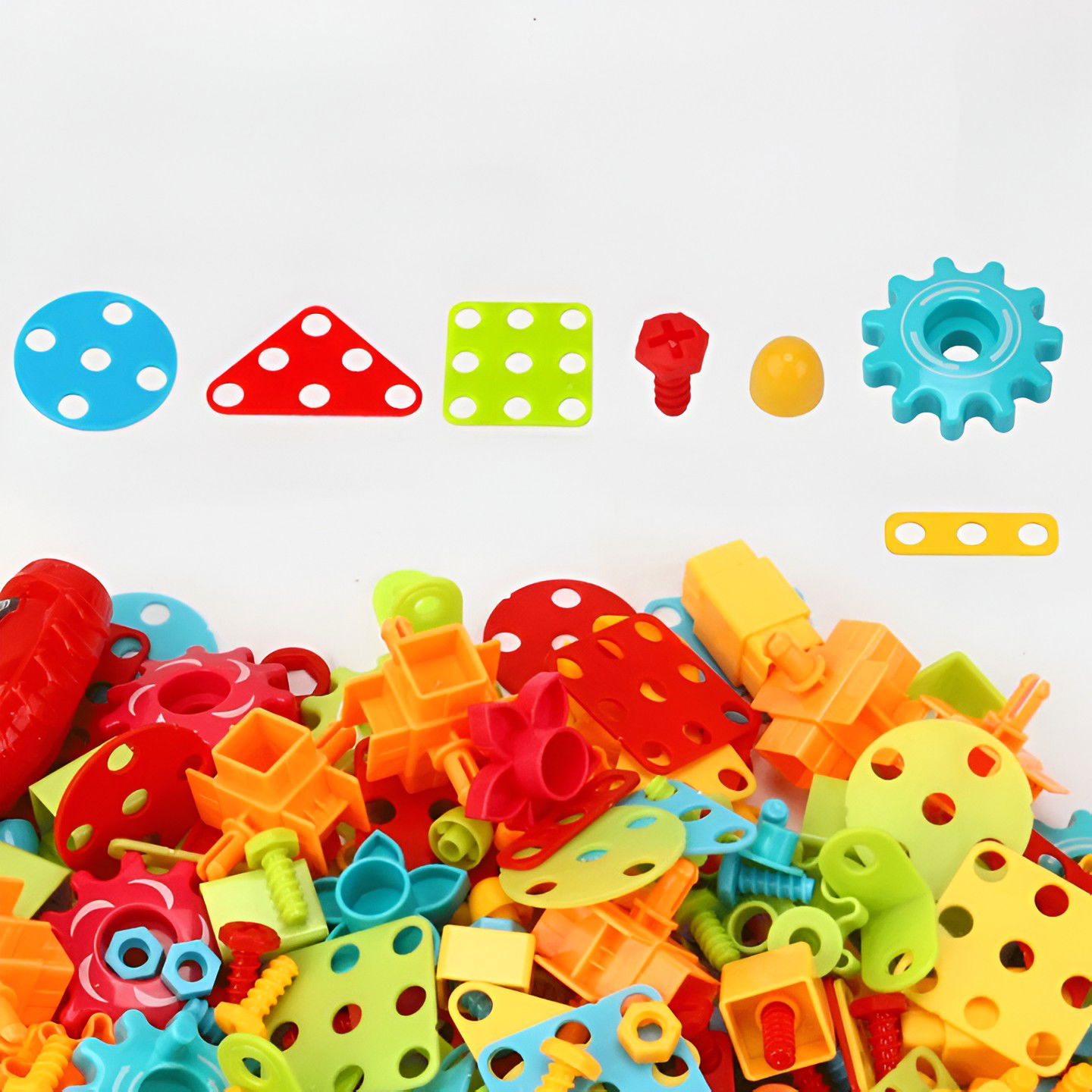 Set Constructie Bormasina Magica cu Servieta, Flippy, 310 Piese, Albastru, Piese Multicolore, Plastic, 31x46 cm [8]