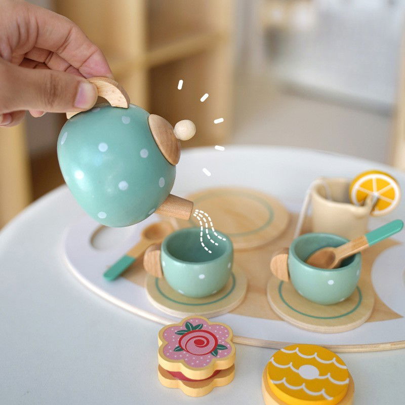 Set de Ceai Flippy, din Lemn, 15 Piese, Vopsea Ecologica, +36 Luni, Multicolor Pastel [4]