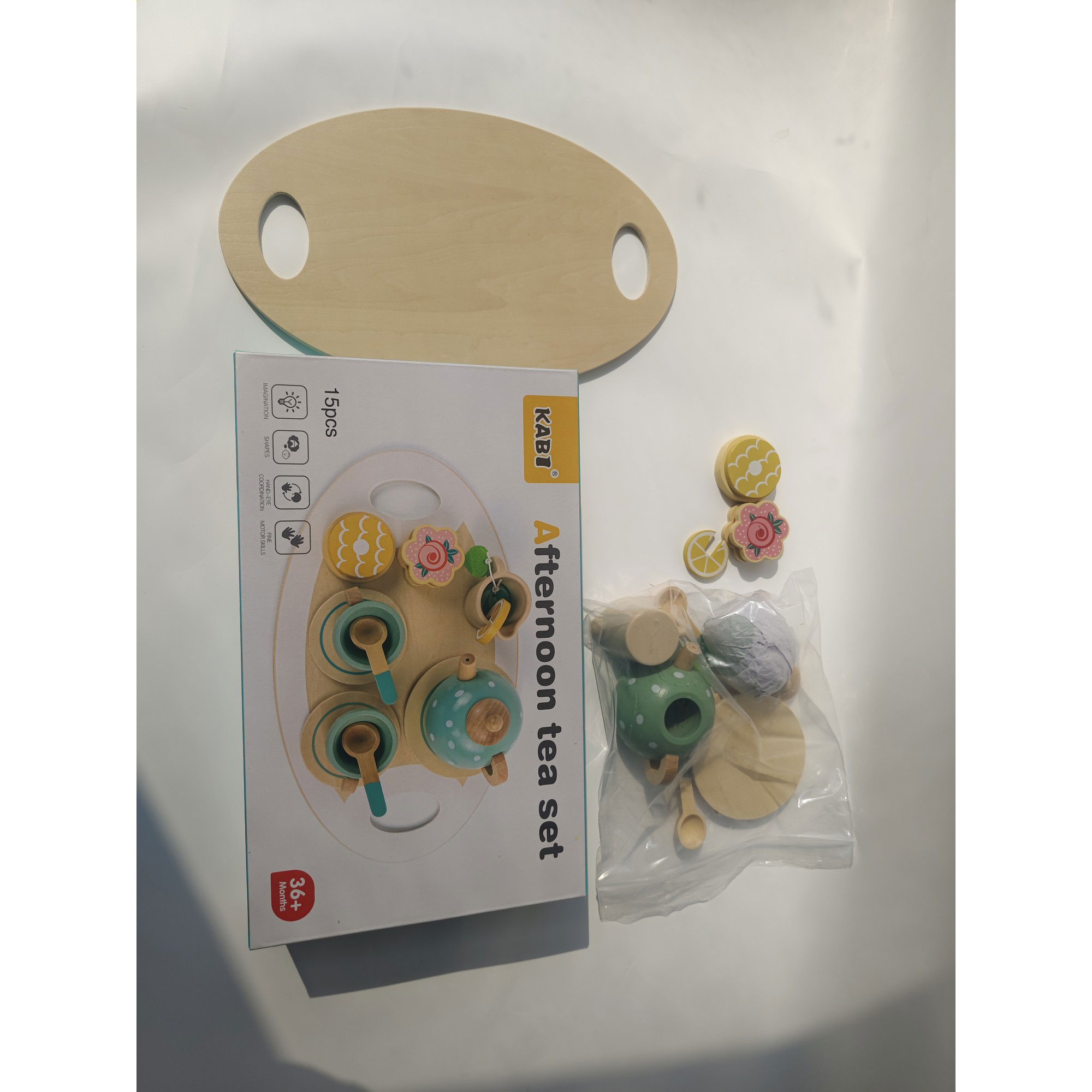 Set de Ceai Flippy, din Lemn, 15 Piese, Vopsea Ecologica, +36 Luni, Multicolor Pastel [8]