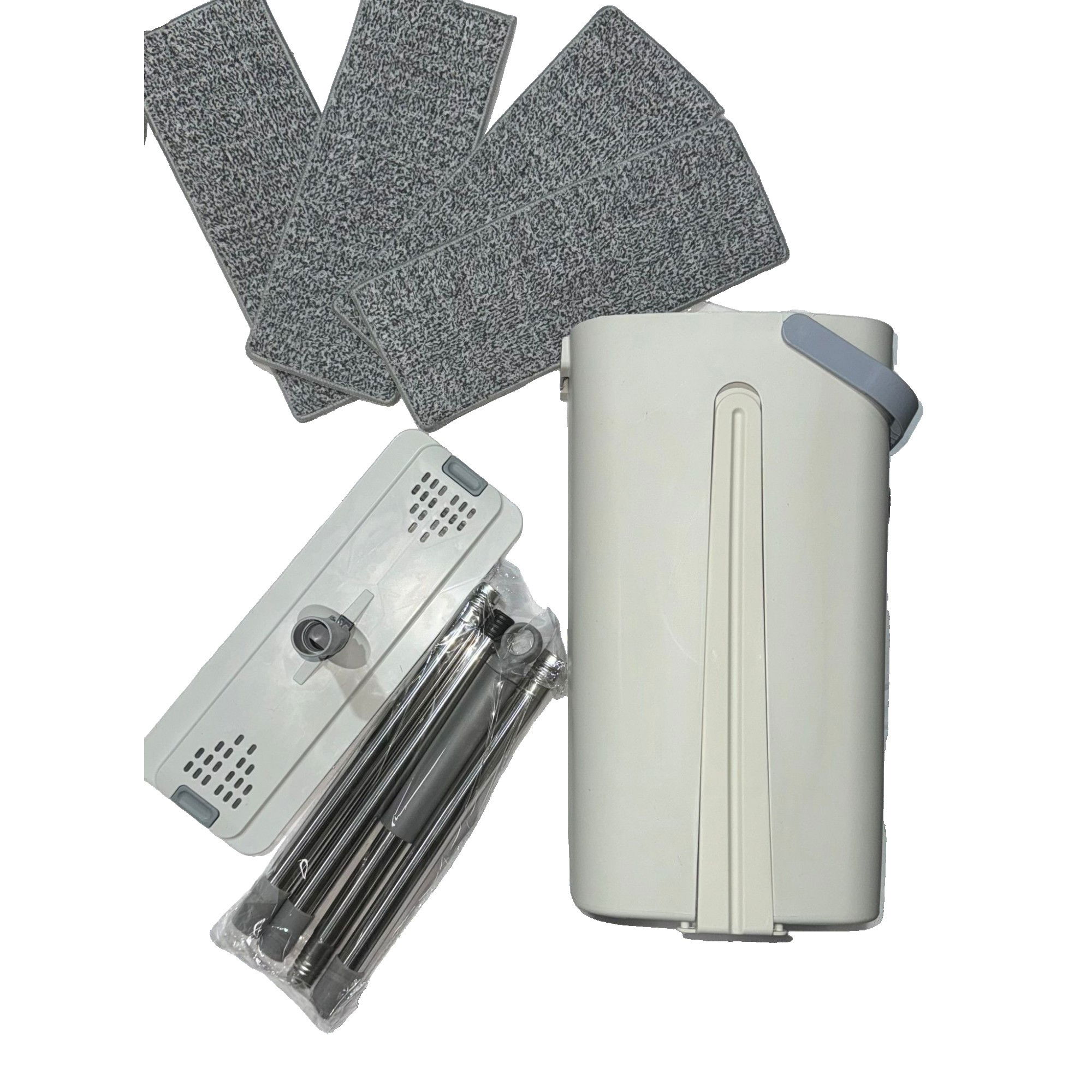 Set de Curatenie, Flippy, Mop si Galeata, Capacitate 5.7 l, 4 Rezerve Microfibra Incluse, Plastic, Utilizare Umeda/Uscata, Stoarcere Fara Maini, Albastru/Alb [10]