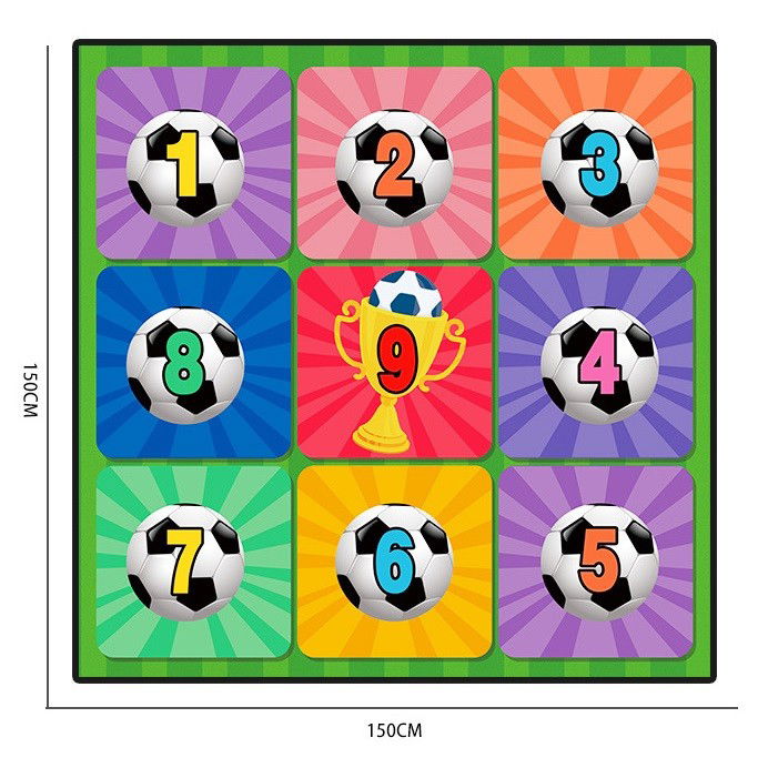 Jucarii - Set de Fotbal Flippy, Joc Recreativ Pentru Copii, Minge cu Scai, Plansa din Material textil, 150 x 150 cm, Model Trofeu, Multicolor