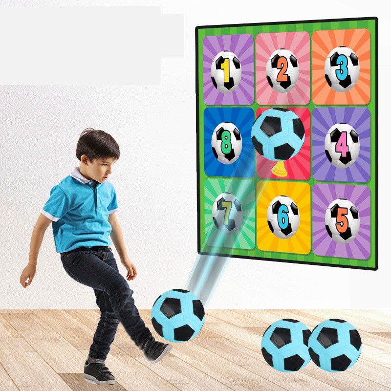 Set de Fotbal Flippy, Joc Recreativ Pentru Copii, Minge cu Scai, Plansa din Material textil, 150 x 150 cm, Model Trofeu, Multicolor [4]