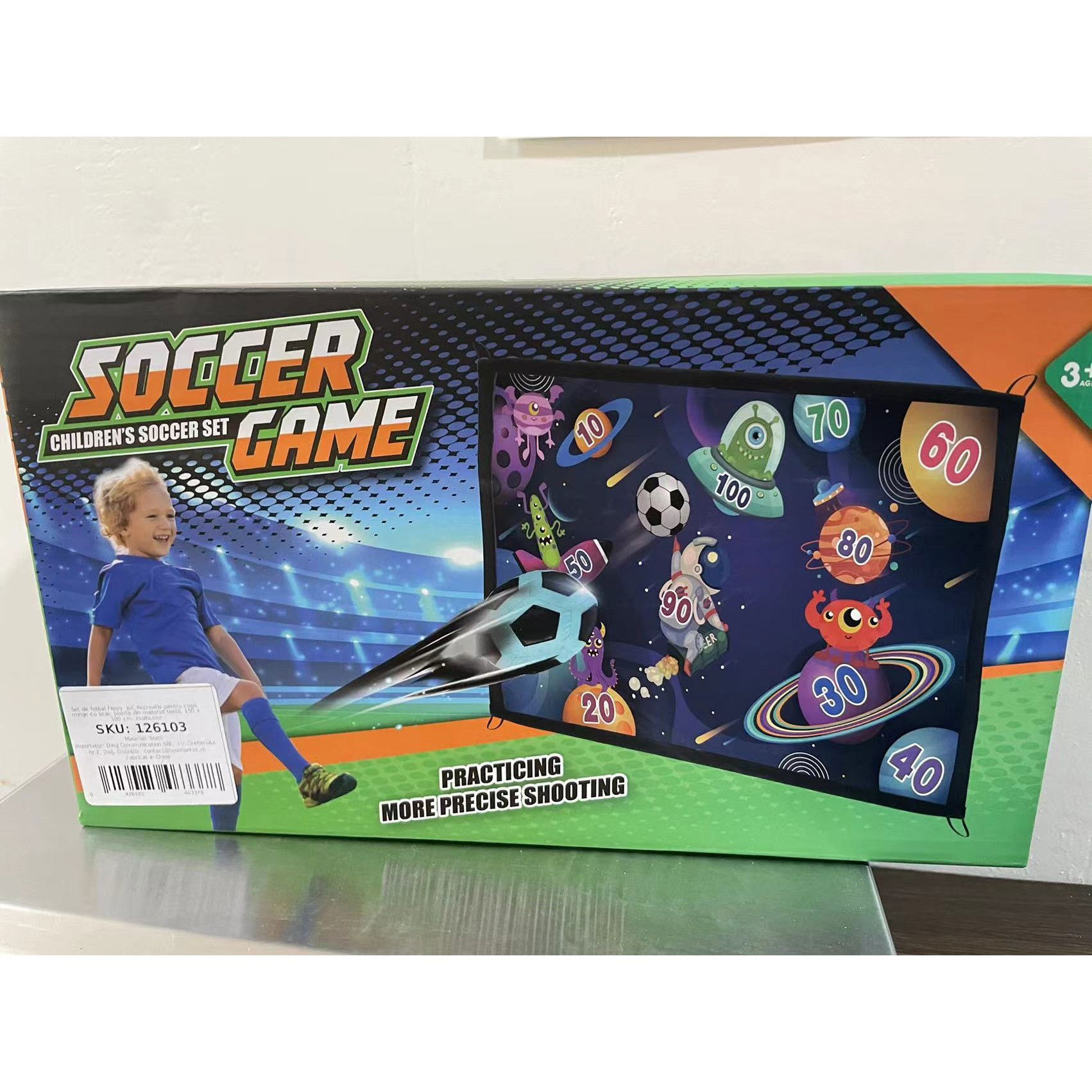 Set de Fotbal Flippy, Joc Recreativ pentru Copii, Minge cu Scai, Poarta din Material Textil, 150 x 100 cm, Multicolor [6]