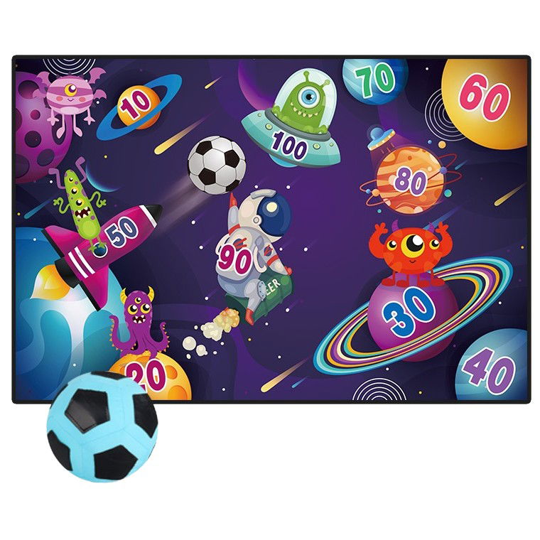 Jucarii interactive - Set de Fotbal Flippy, Joc Recreativ pentru Copii, Model Extraterestrii, Minge cu scai, Poarta din Material Textil, 150 x 100 cm