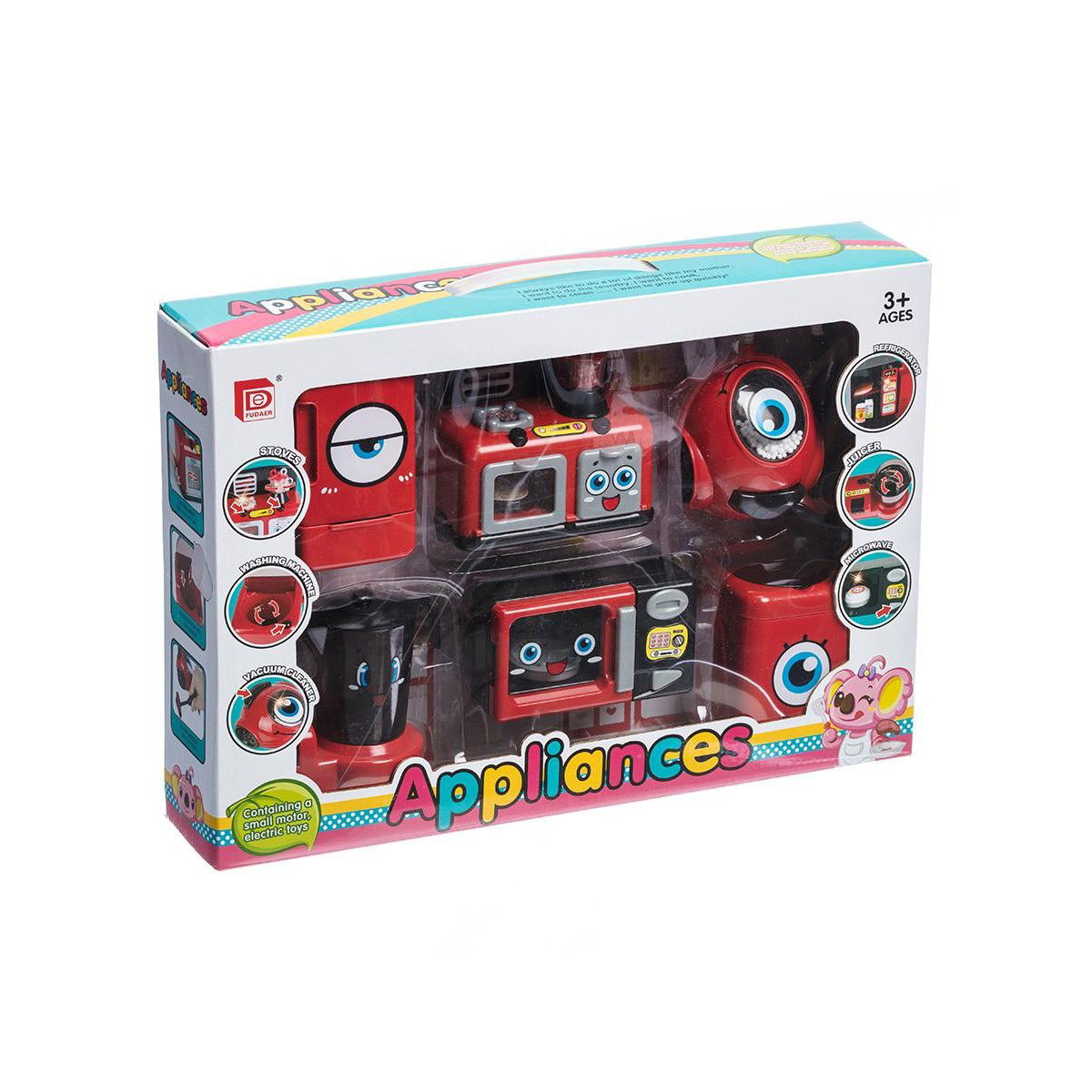 Jucarii - Set de joaca mini bucatarie, aparate de uz casnic mici, 6 piese, pentru copii, rosu