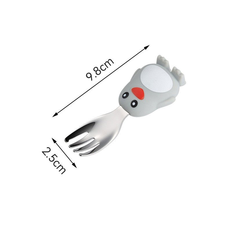 Articole Diverse copii - Set diversificare bebelusi Flippy, din silicon, 23.5 x 12.5 cm, 1 farfurie compartimentata in forma de pinguin, lingurita si furculita, pai, perie pai, fara alergeni, ventuza fixare, forma creativa, g