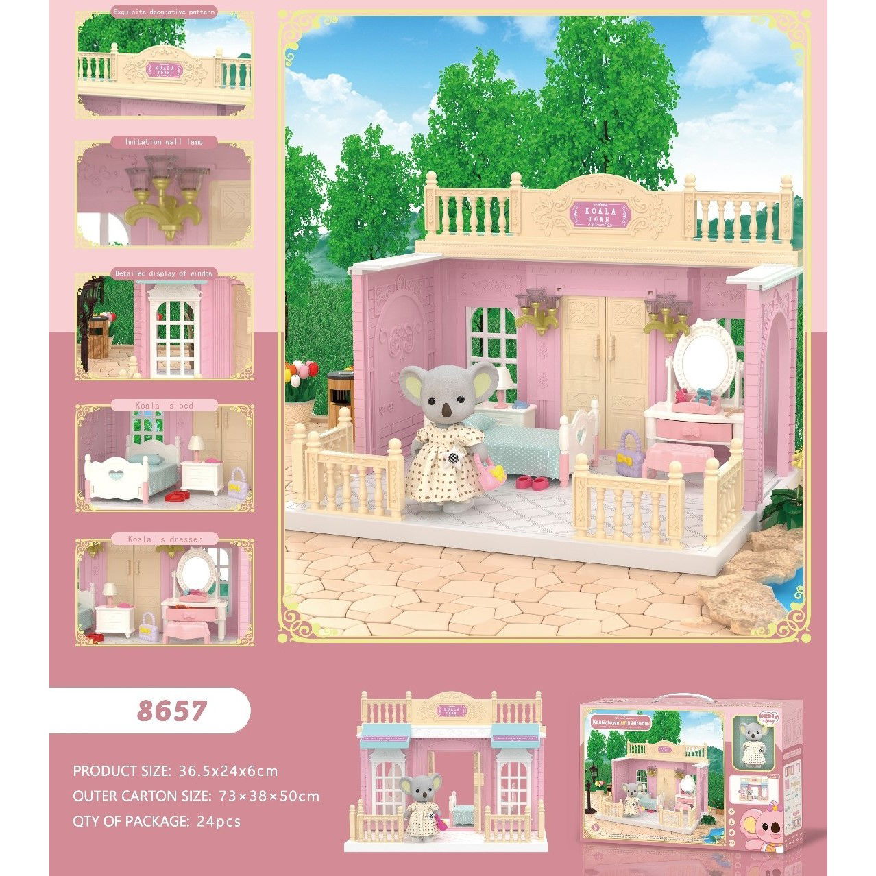 Set dormitor pentru papusi cu mobilier si figurina, Flippy [6]