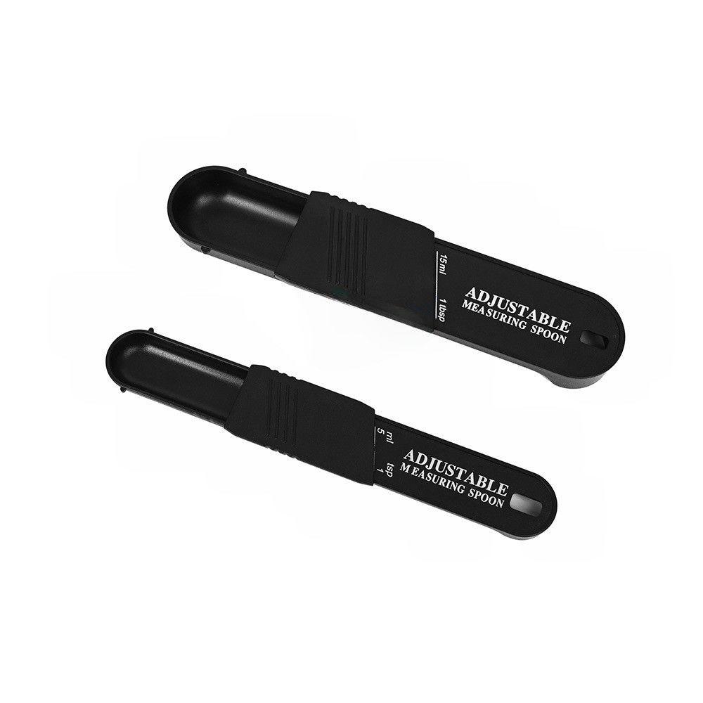 Ustensile pentru Bucătărie - Set doua linguri masurare ajustabile Flippy, material ABS, 16x3.5x1.6 cm, negru