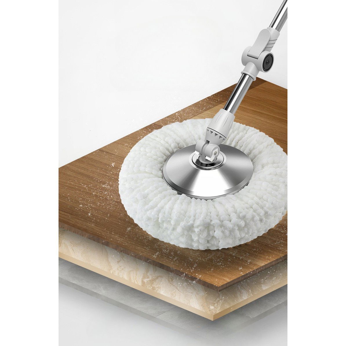 Set Galeata cu Pedala si Mop Rotativ 360°, Flippy, Cu Actiune Centrifuga x4, Pentru Uz Casnic, Maner din Otel Inoxidabil Telescopic, 2 Capte din Bumbac, 46x30x28 cm, Verde Matcha [10]