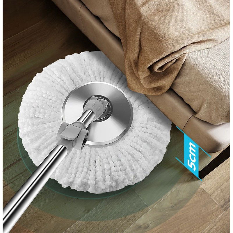 Set Galeata cu Pedala si Mop Rotativ 360°, Flippy, Cu Actiune Centrifuga x4, Pentru Uz Casnic, Maner din Otel Inoxidabil Telescopic, 2 Capte din Bumbac, 46x30x28 cm, Verde Matcha [8]