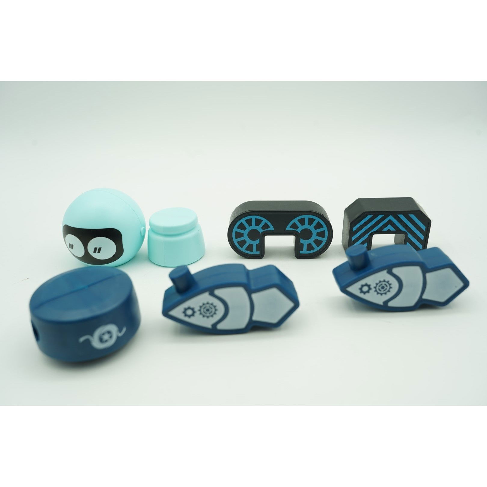 Set inteligent de blocuri magnetice pentru copii, 7 piese, cutie depozitare, robotel, albastru [5]