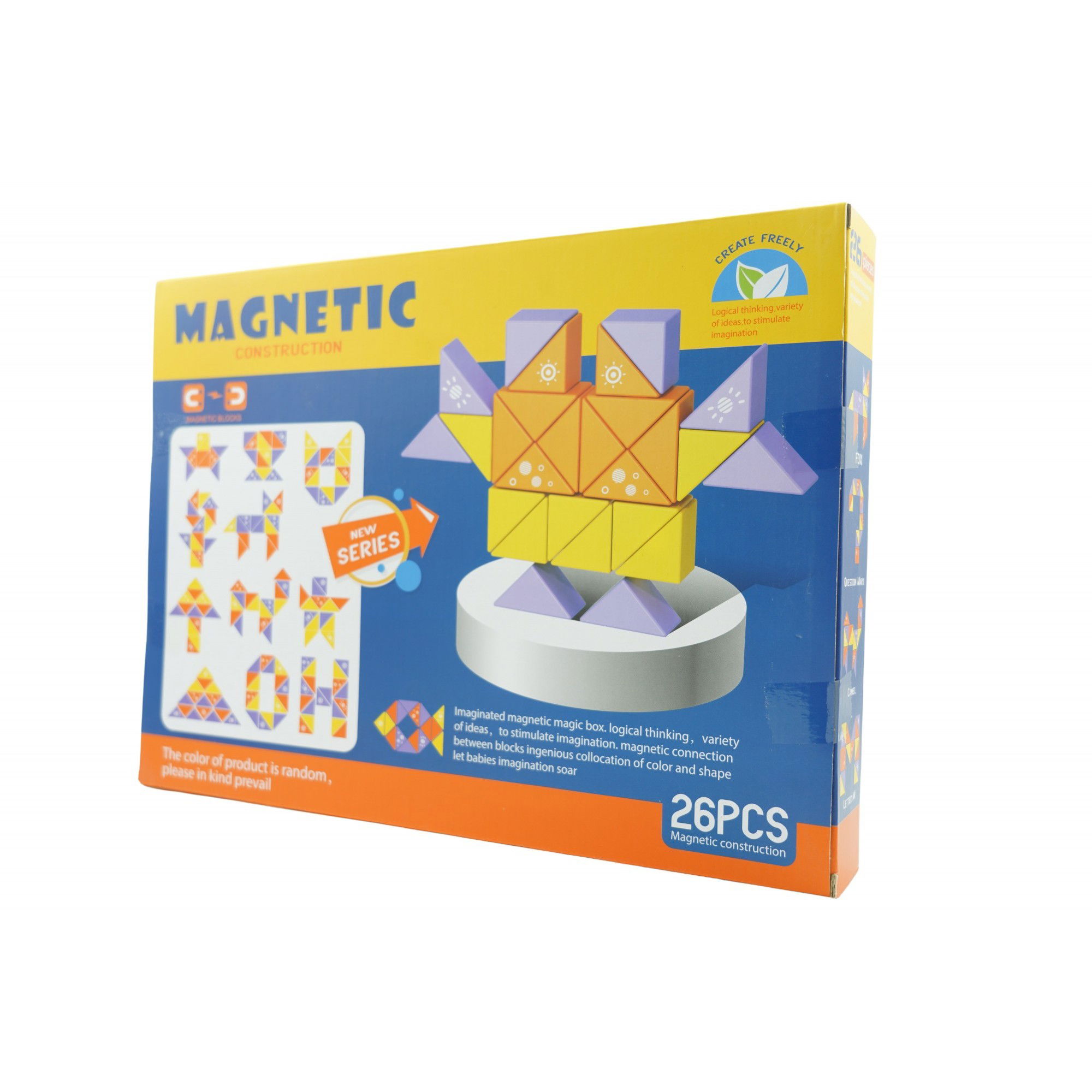 Jucarii educative - Set inteligent de constructie cu piese magnetice, Flippy, 26 piese, pentru copii, +3 ani, multicolor