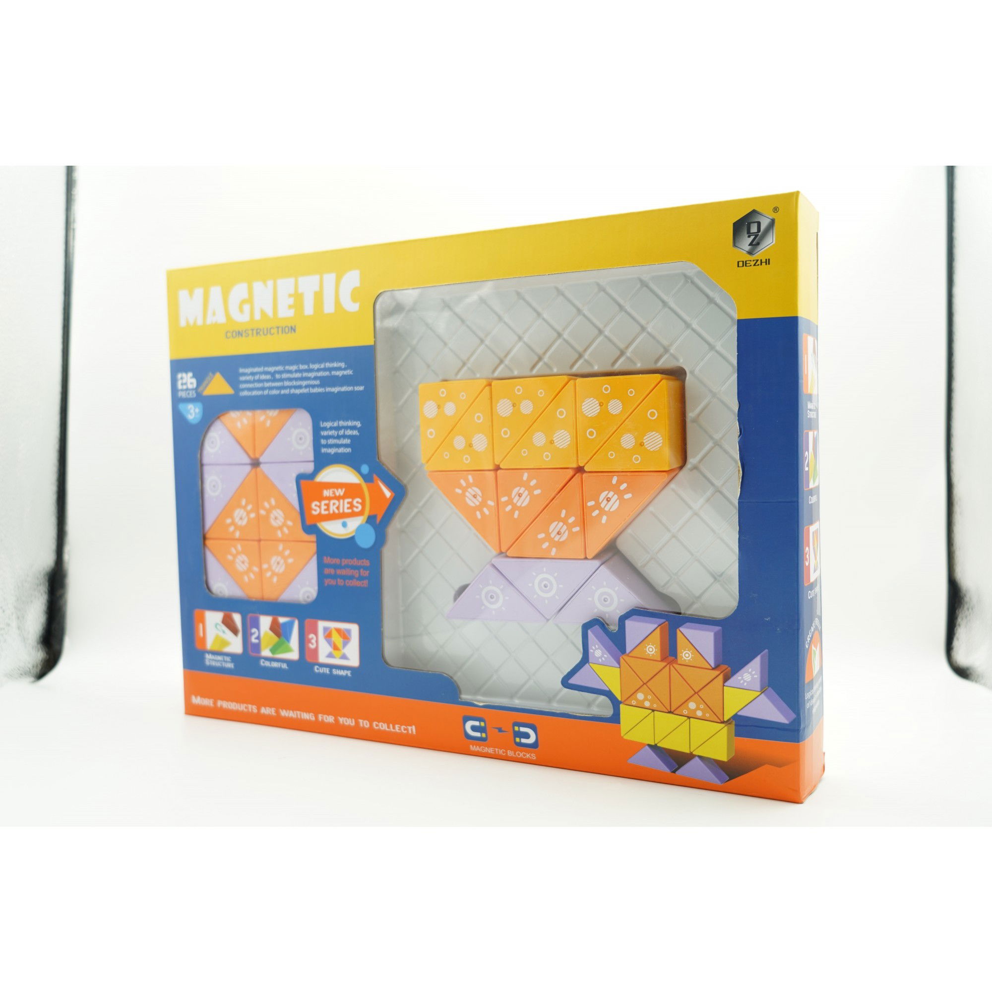 Jucarii educative - Set inteligent de constructie cu piese magnetice, Flippy, 26 piese, pentru copii, +3 ani, multicolor