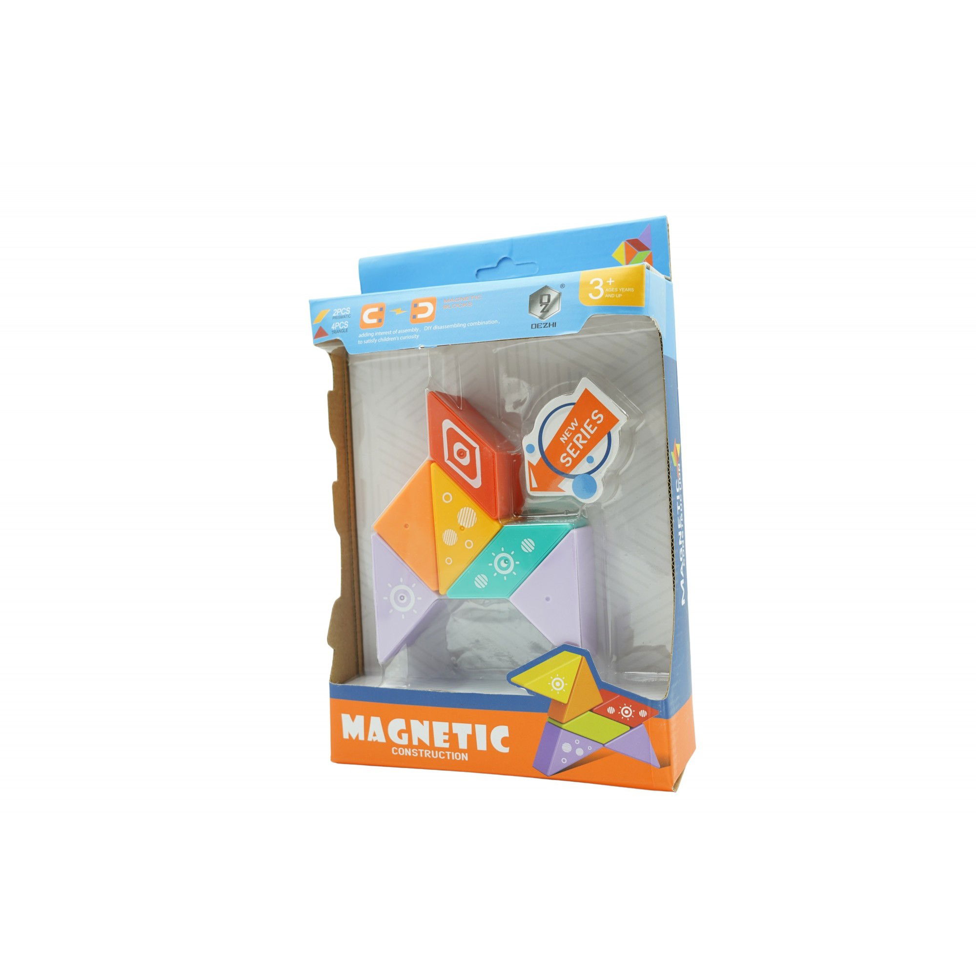 Jucarii educative - Set inteligent de constructie cu piese magnetice, Flippy, 6 piese, pentru copii, +3 ani, multicolor