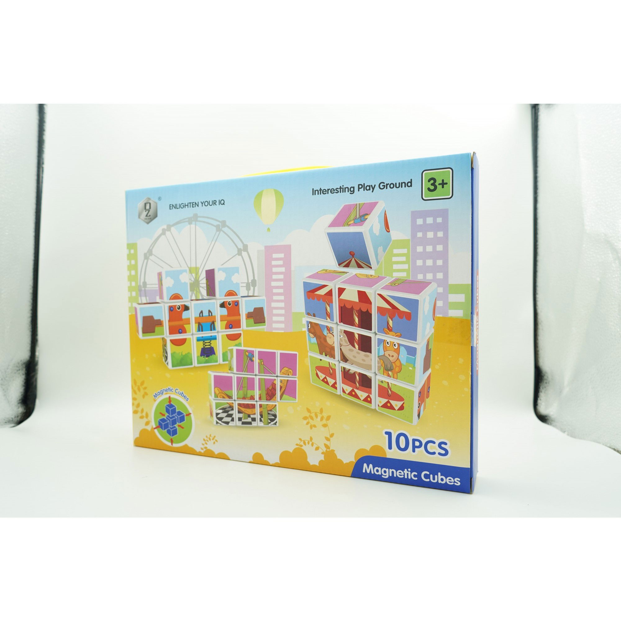 Set inteligent de cuburi magnetice pentru copii, 10 piese, cutie depozitare, puzzle parc de distractii, +3 ani, multicolor [3]