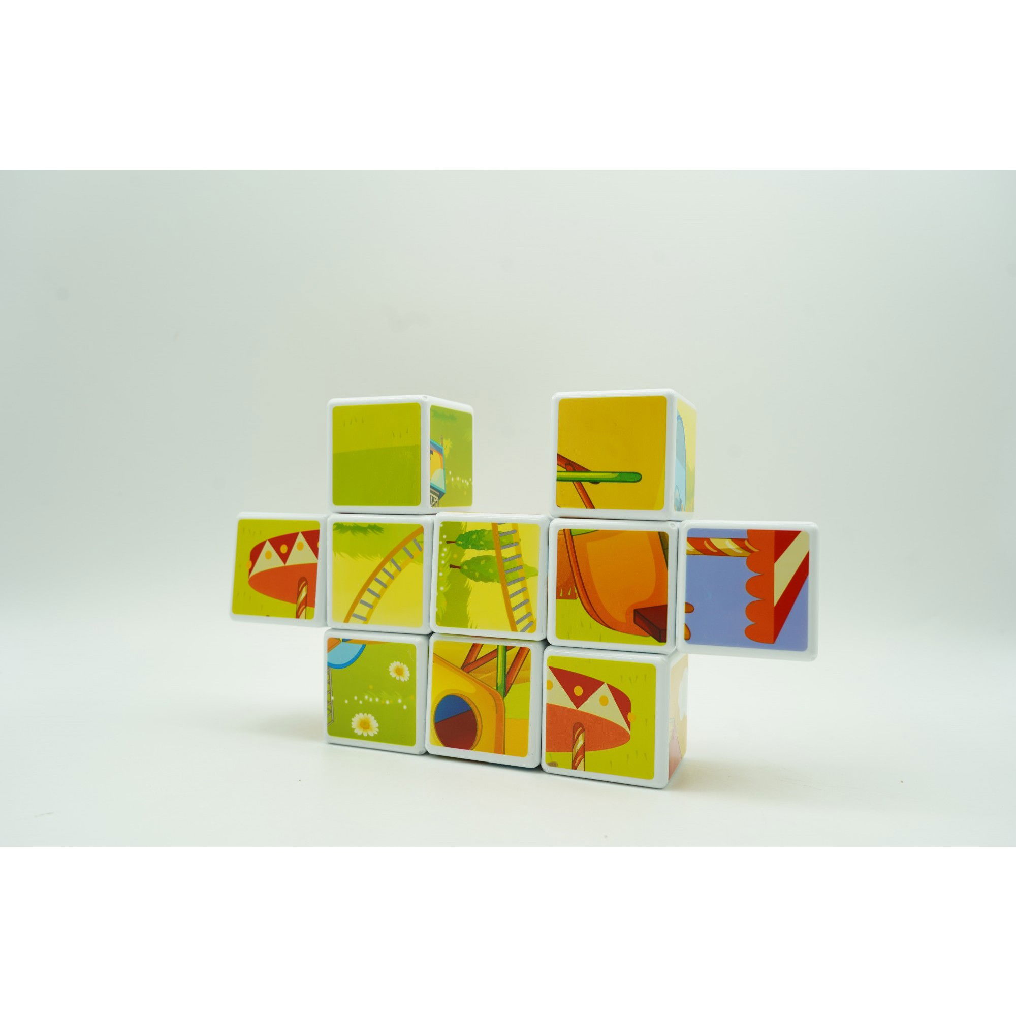 Set inteligent de cuburi magnetice pentru copii, 10 piese, cutie depozitare, puzzle parc de distractii, +3 ani, multicolor [9]