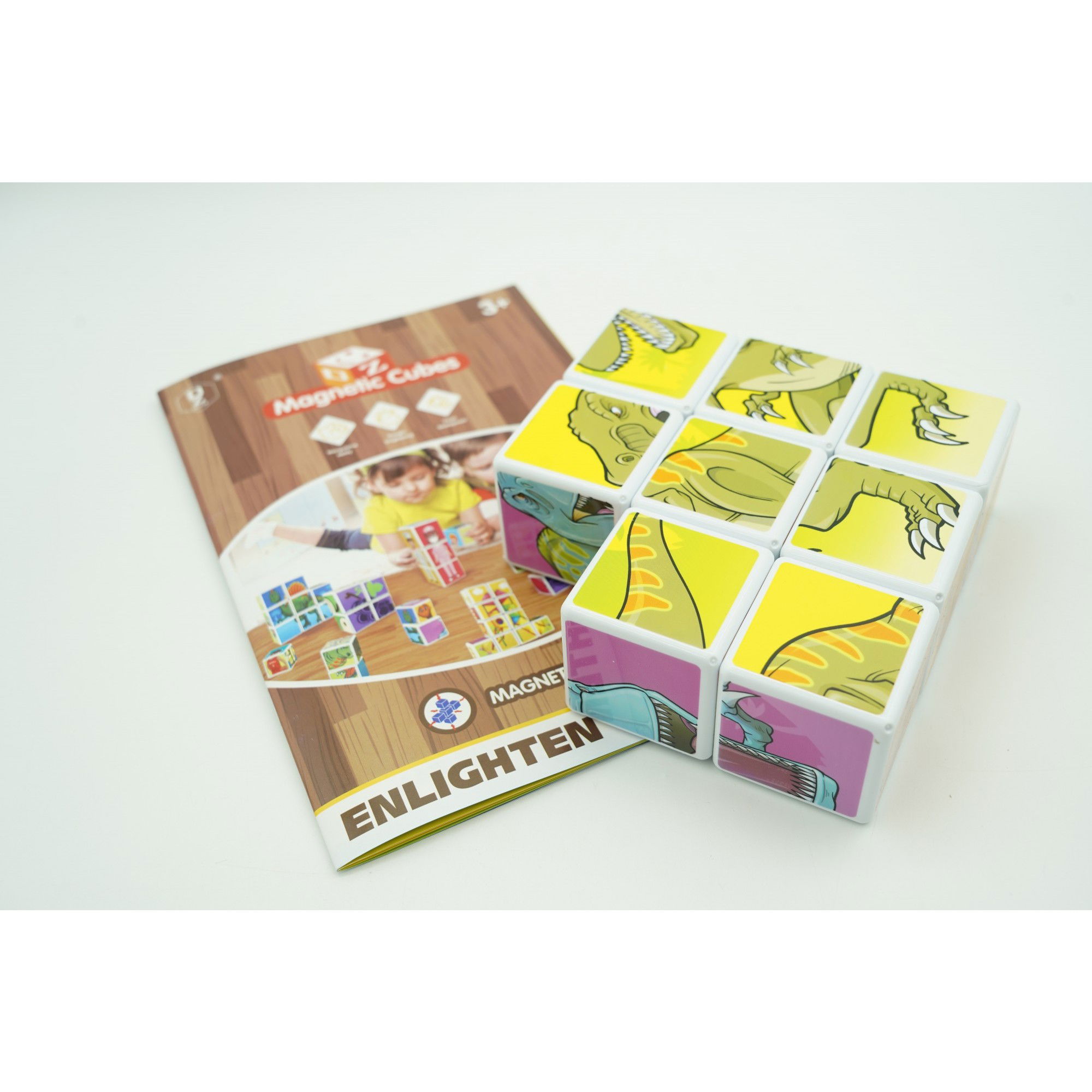 Set inteligent de cuburi magnetice pentru copii, 8 piese, cutie depozitare, puzzle dinozauri, +3 ani, multicolor [13]