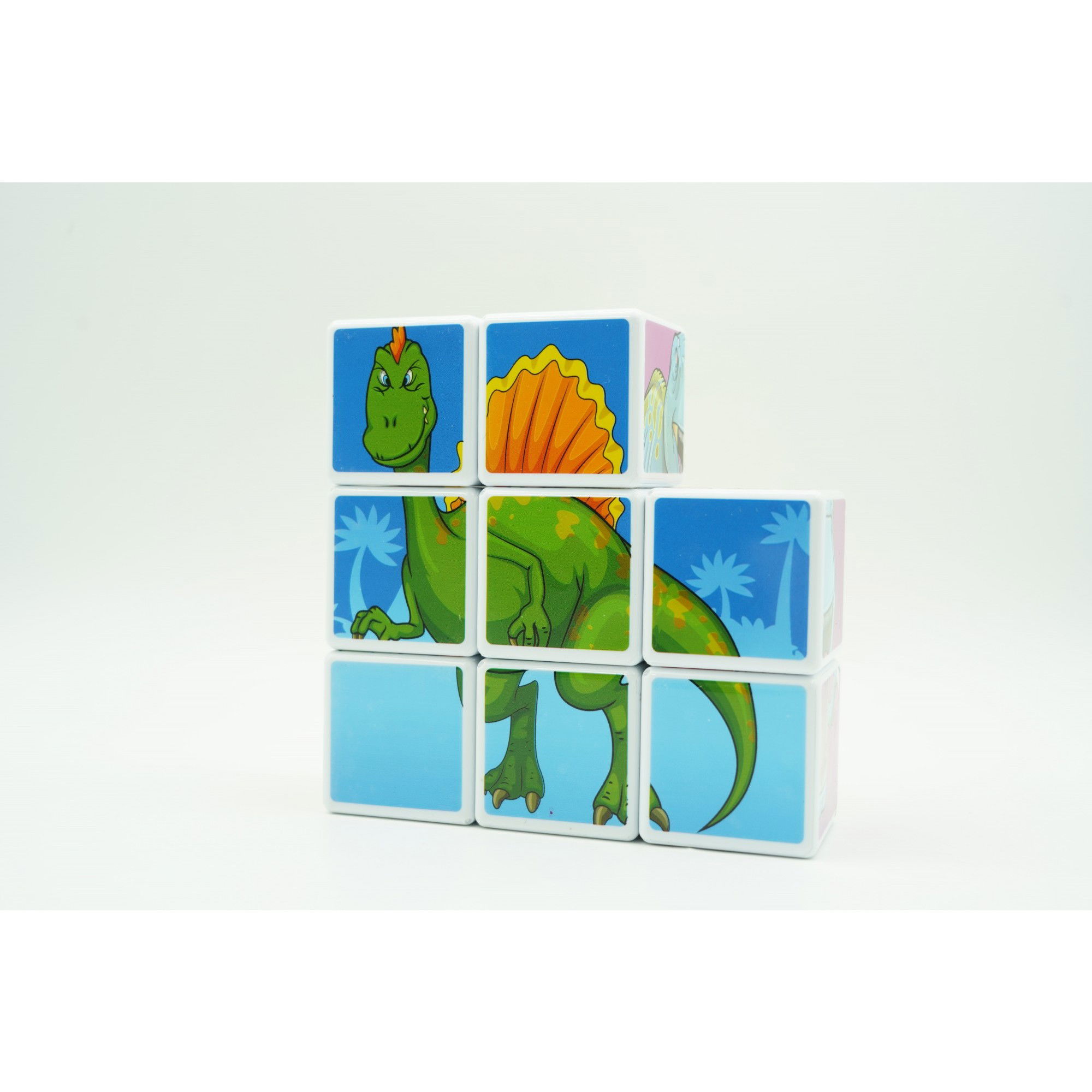 Set inteligent de cuburi magnetice pentru copii, 8 piese, cutie depozitare, puzzle dinozauri, +3 ani, multicolor [10]