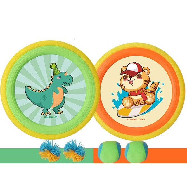 Set Interactiv Frisbee, Fippy, pentru Copii, 2 Palete Elastice, Diametru 30 cm, 4 Mingi, + 3 Ani, Design Animat, Multicolor [5]