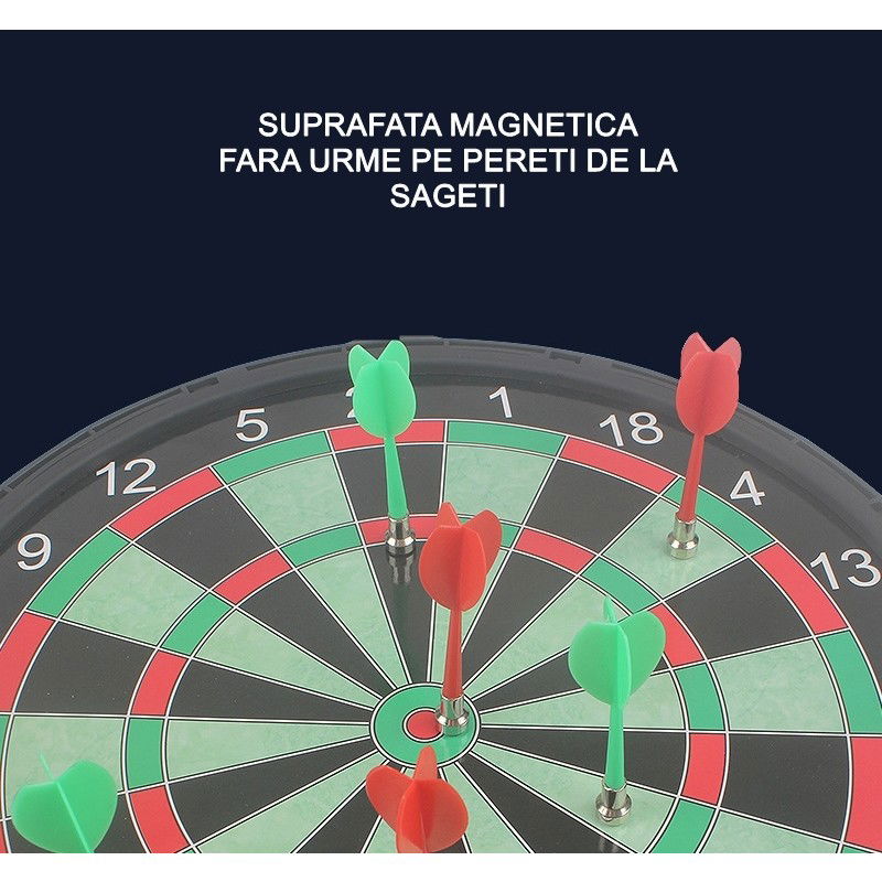 Jocuri de societate - Set Joc Darts Flippy, 4 Sageti Incluse, Magnetic, Dimensiuni 28.6 x 28.6 cm, Design clasic, model 2, Multicolor