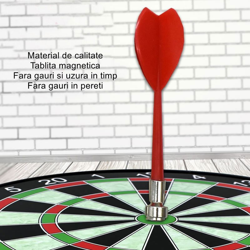 Jocuri de societate - Set Joc Darts Flippy, 4 Sageti Incluse, Magnetic, Dimensiuni 28.6 x 28.6 cm, Design clasic, Multicolor