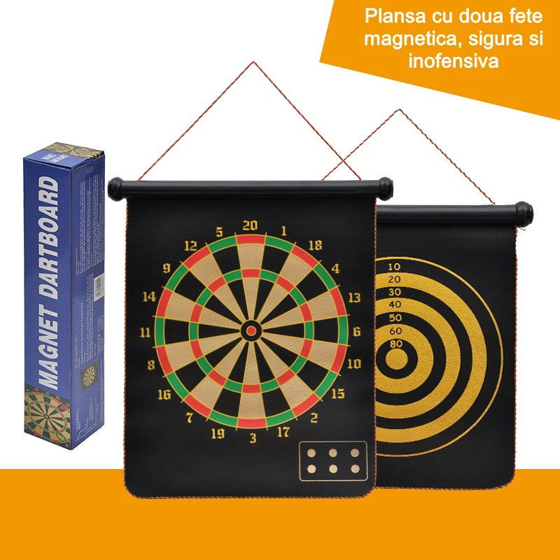 Set Joc Darts Flippy, Doua Fete pentru Joc, 6 Sageti Incluse, Magnetic, Dimensiuni 37 x 40 cm, Design clasic, Multicolor [7]