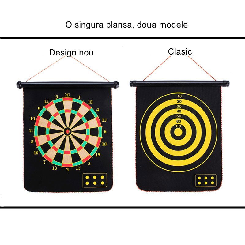 Set Joc Darts Flippy, Doua Fete pentru Joc, 6 Sageti Incluse, Magnetic, Dimensiuni 37 x 40 cm, Design clasic, Multicolor [5]