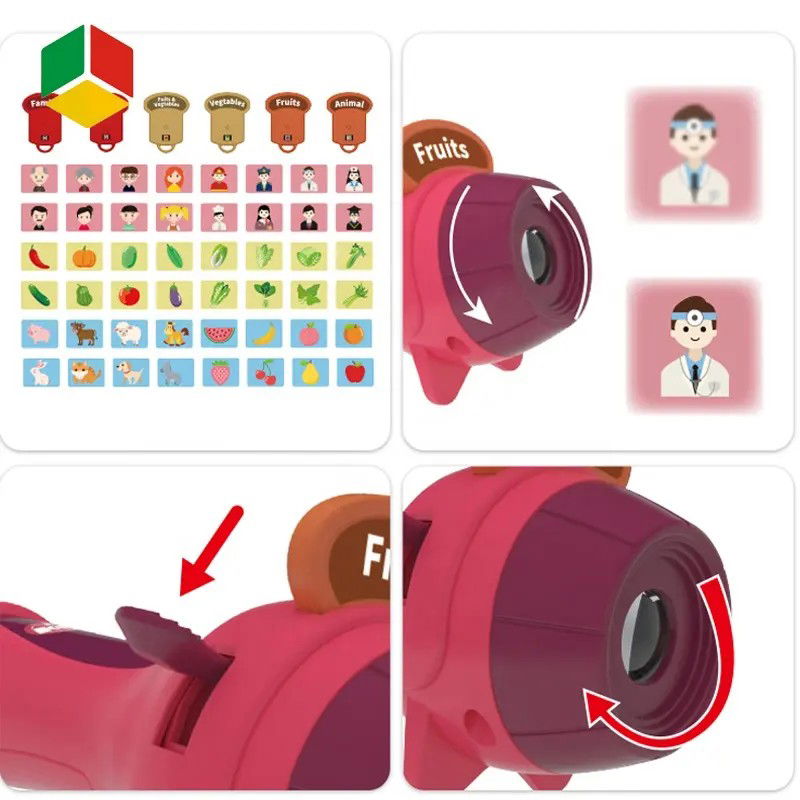 Set Jucarie Educativa, Flippy, Proiector Tip Lanterna Pentru Copii, 6 Teme, 48 de Imagini, Cutie Depozitare, +3 ani, Rosu [9]