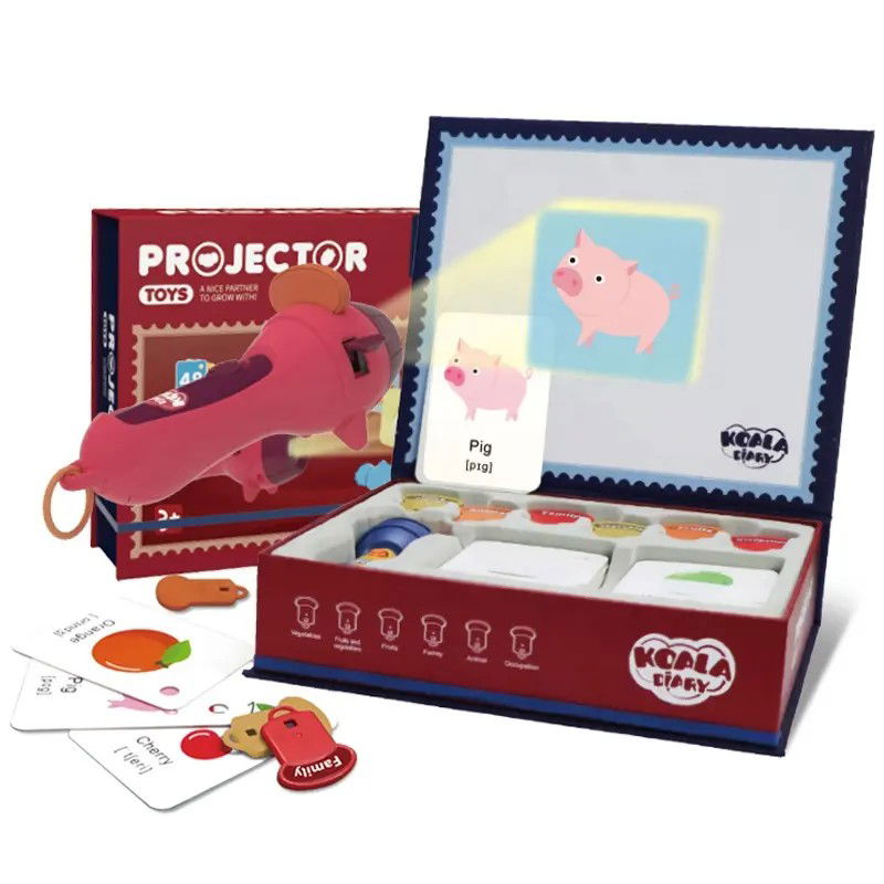 Set Jucarie Educativa, Flippy, Proiector Tip Lanterna Pentru Copii, 6 Teme, 48 de Imagini, Cutie Depozitare, +3 ani, Rosu [8]