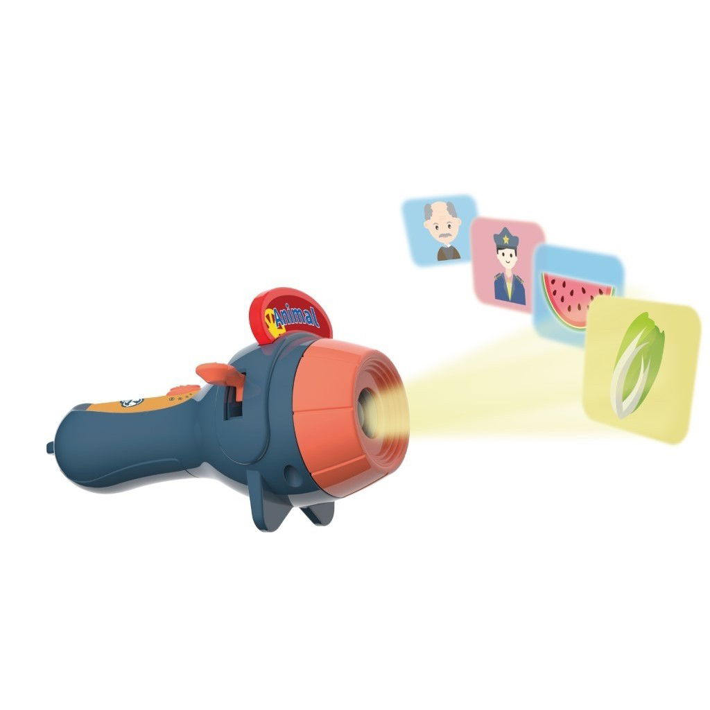 Jucarii - Set Jucarie Educativa, Flippy, Proiector Tip Lanterna Pentru Copii, 6 Teme, 48 de Imagini, Cutie Depozitare, +3 ani, Albastru