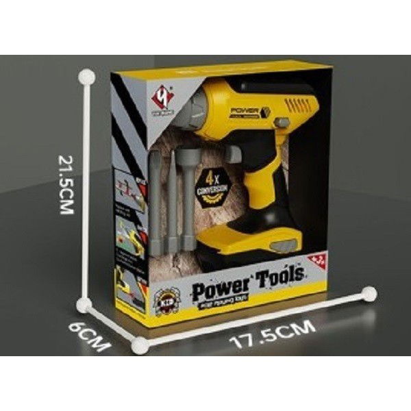 Jucarii si Jocuri - Set Jucarie pentru Copii Bormasina, Flippy, Accesorii Incluse, 4 Capete de Schimb, Material Plastic, Interactiv, Distractiv, 21.5x17.5x6 cm, Portocaliu