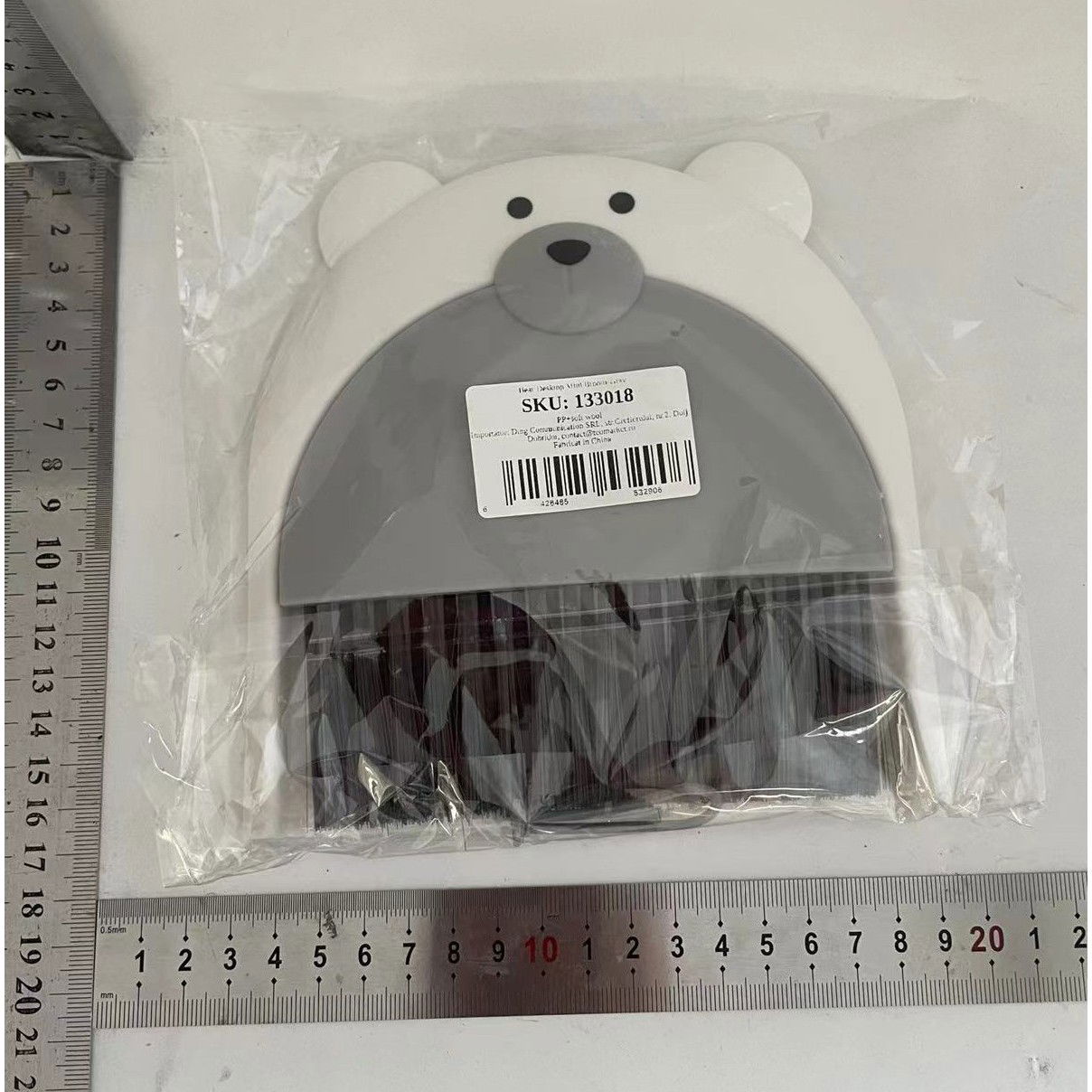 Pentru casa - Set Matura si Faras, Flippy, Pentru Birou, din PP, Model Ursulet, 23.5 x 18 cm, Gri