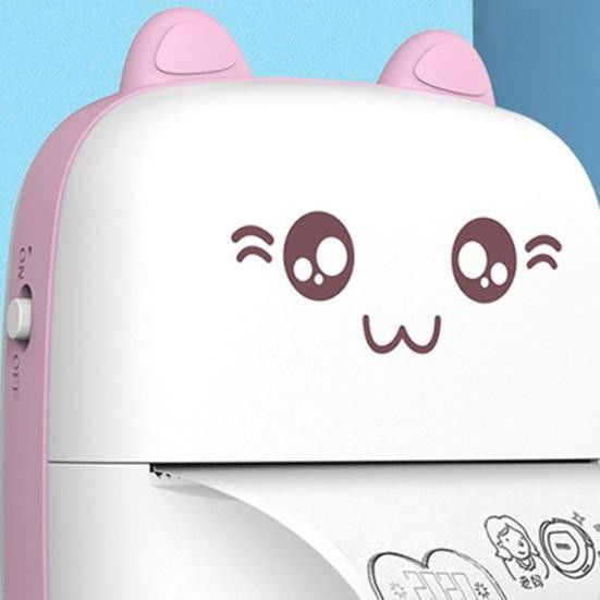 Set Mini Imprimanta Foto Portabila, Flippy, Include: 1x Set de Markere, 5x Role de Hartie Termica, 5x Role Hartie Adeziva, Incarcare USB, Bluetooth, Print Alb-Negru, Model Ursulet, Alb/Roz [9]