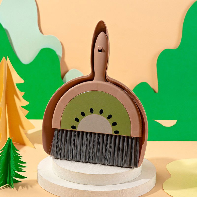 Pentru casa - Set Mini Matura si Faras, Flippy, LITTLE CLEANER, Uz Casnic, pentru Birou, Bucatarie, Casa, Model Kiwi, 23 x 18 cm Maro-Verde