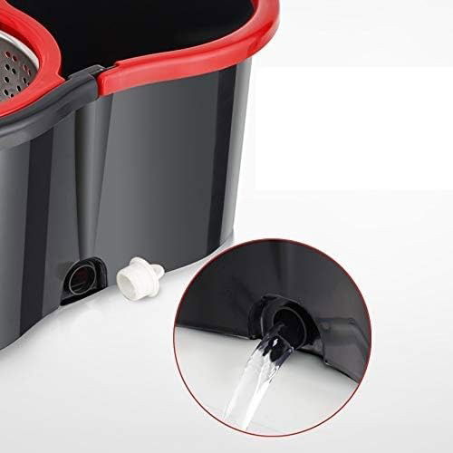 Maturi, Perii, Mopuri si Galeti - Set mop rotativ cu galeata Flippy, material plastic si microfibra, rezistent, cu dop scurgere, vas detasabil, pentru interior, capacitate 8 l, negru/rosu