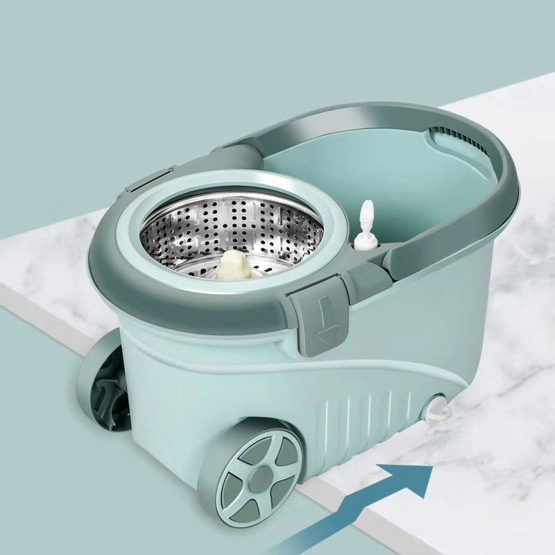 Set mop rotativ cu galeata Flippy, material plastic si microfibra, o rezerva inclusa, rezistent, cu dop scurgere, vas detasabil, orificiu pentru solutie, pentru interior, capacitate 8 l, verde [3]