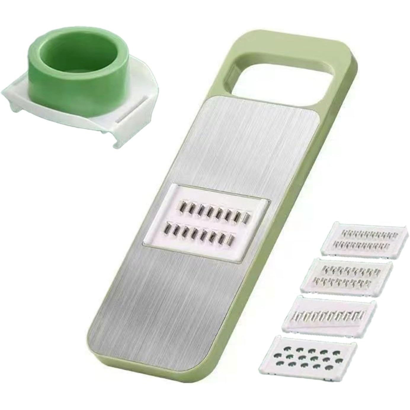 Pentru casa - Set Multifunctional din 7 Piese, Flippy, pentru Taierea si Maruntirea Legumelor, Uz Casnic,din Otel Inoxidabil, Gri-Verde