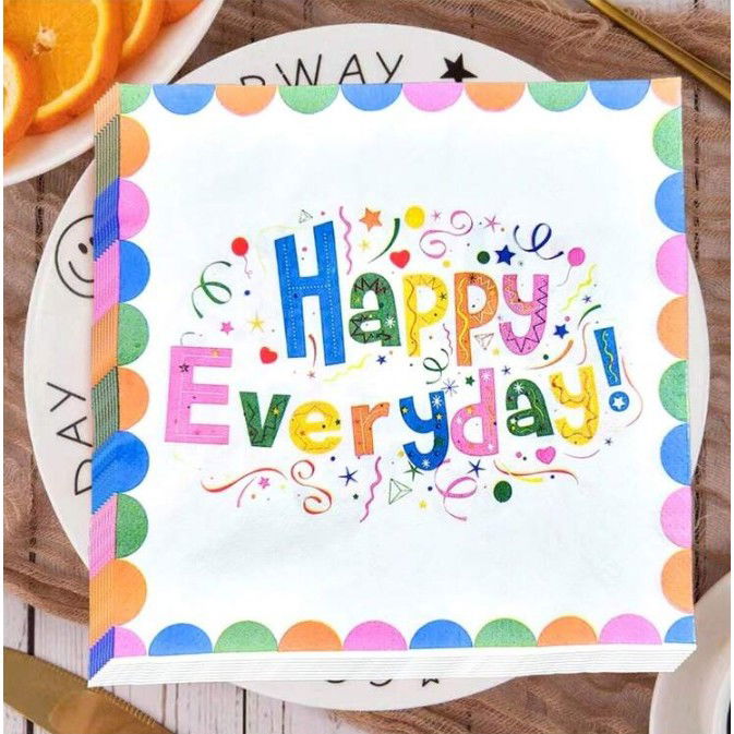 Set 20 Servetele de Masa, Flippy, din Hartie, 33 x 33 cm, Model Happy Everyday, Multicolor [3]