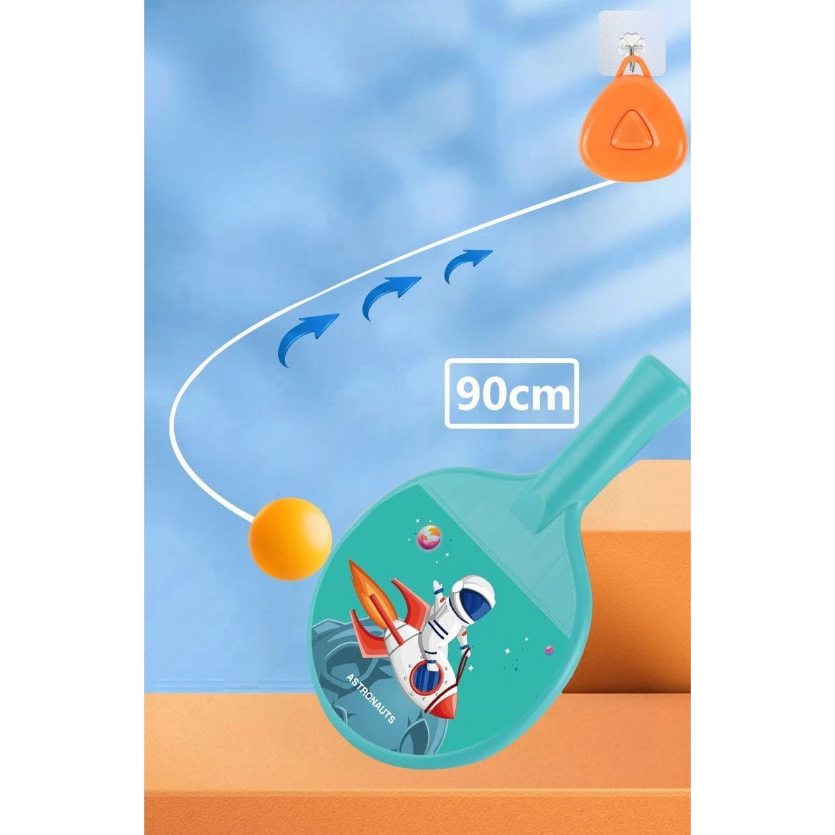 Set Palete pentru Tenis de Masa, Flippy, pentru Copii, Accesoriu de Agatat Inclus, 2 Mingi, Design Animat, Albastru [6]